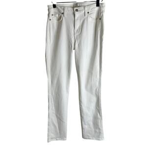 7 For All Mankind Kimmie Straight White Jeans Mid Rise Casual Stretch 28